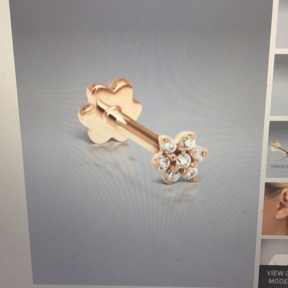 3mm Diamond Flower Threaded Stud in Rose Gold